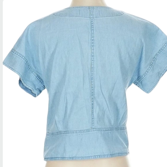 Madewell Blue Denim Pleated Short-Sleeve Top Size Small NWT - Picture 11 of 14